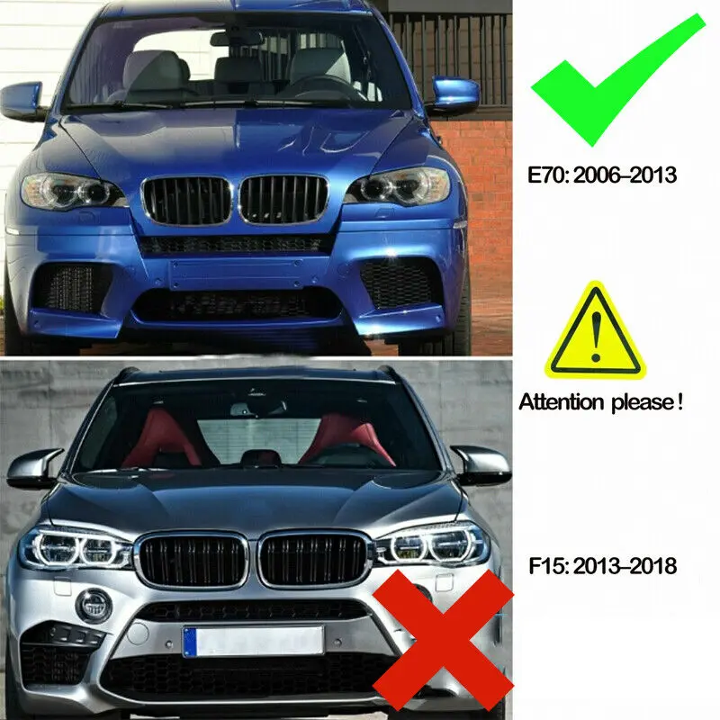 شبكة شواء أمامية سوداء لامعة بلون M شريحة مزدوجة لسيارات BMW X5 X6 E70 E71 2007-13