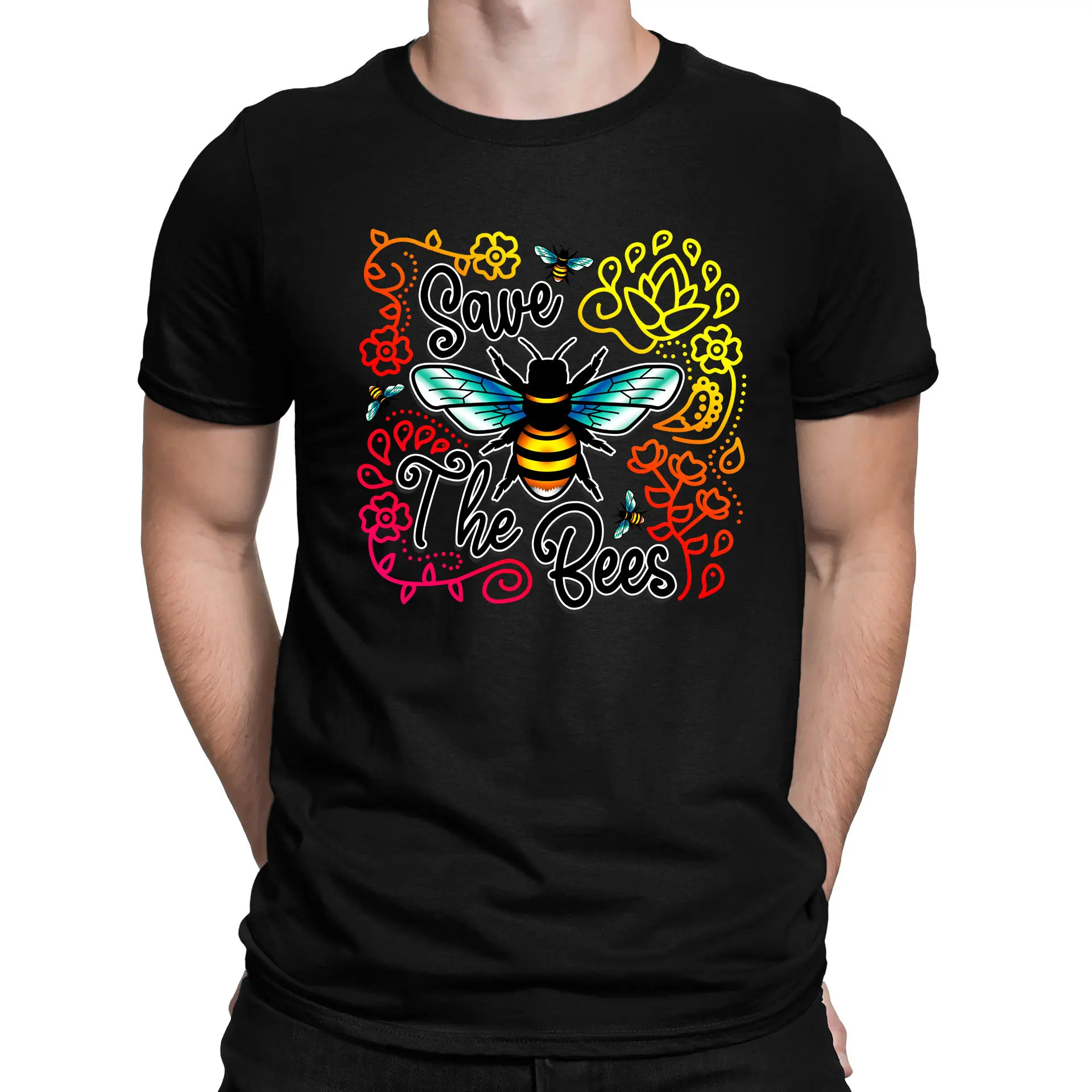 Save The Bees Nature Floral Conservation Summer T Shirt and Kids Sizes