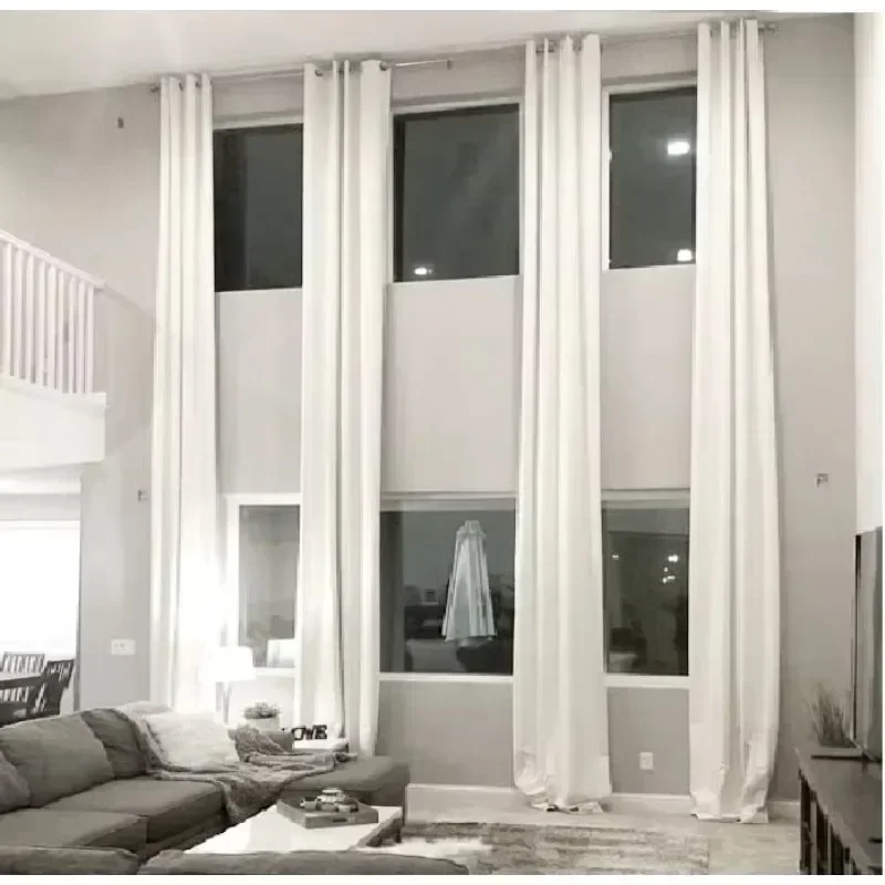[Free Shipping, New Arrival!]100% Blackout Extra Long Linen Curtain (1 Panel). Thick Thermal Insulated Fabric. Off White, Beige