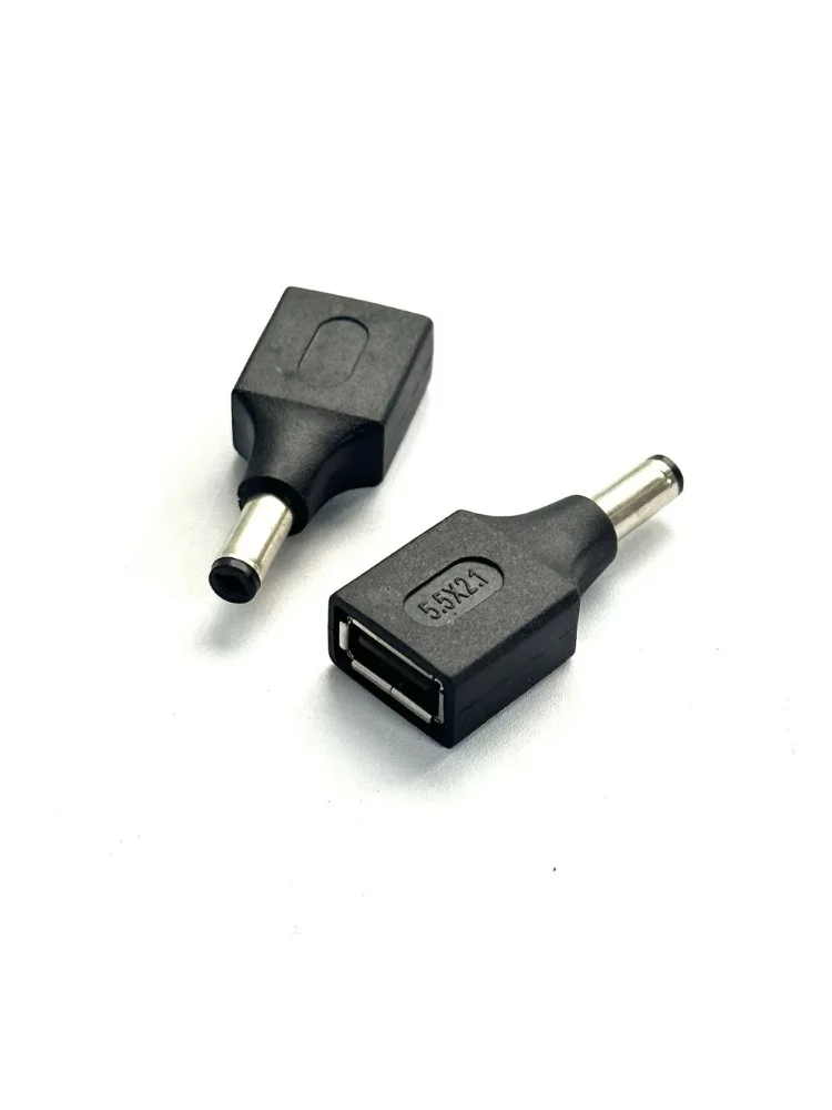 USB Female to DC 5.5x2.1mm Male Adapter, 5V Power Connector for Router, LED Strip, Speaker, Black