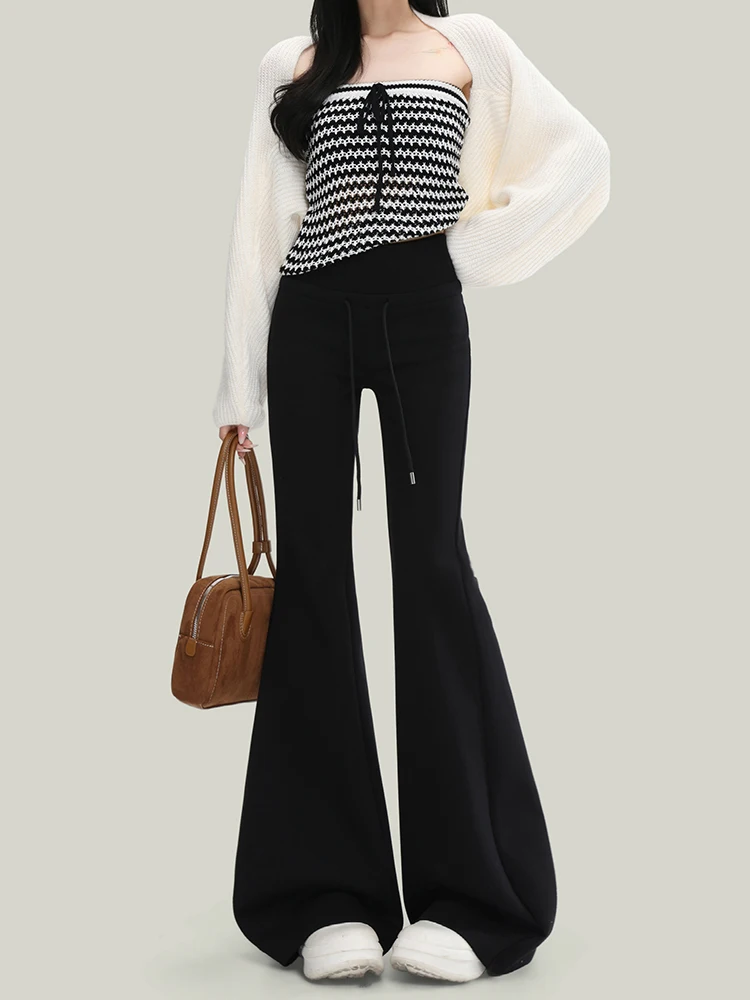 

Американские женские брюки для йоги с высокой талией и зауженным кроем, весна 2026, новые повседневные брюки с микро-клешем, модные спортивные штаны