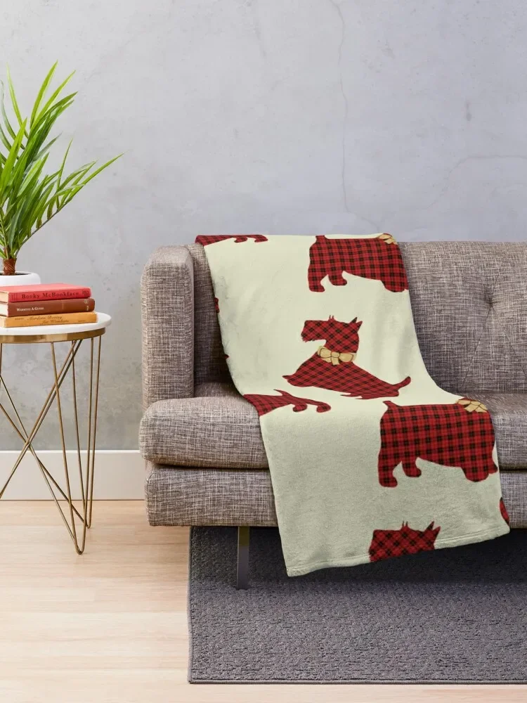 Scottie Dog Tartan Plaid Throw Blanket