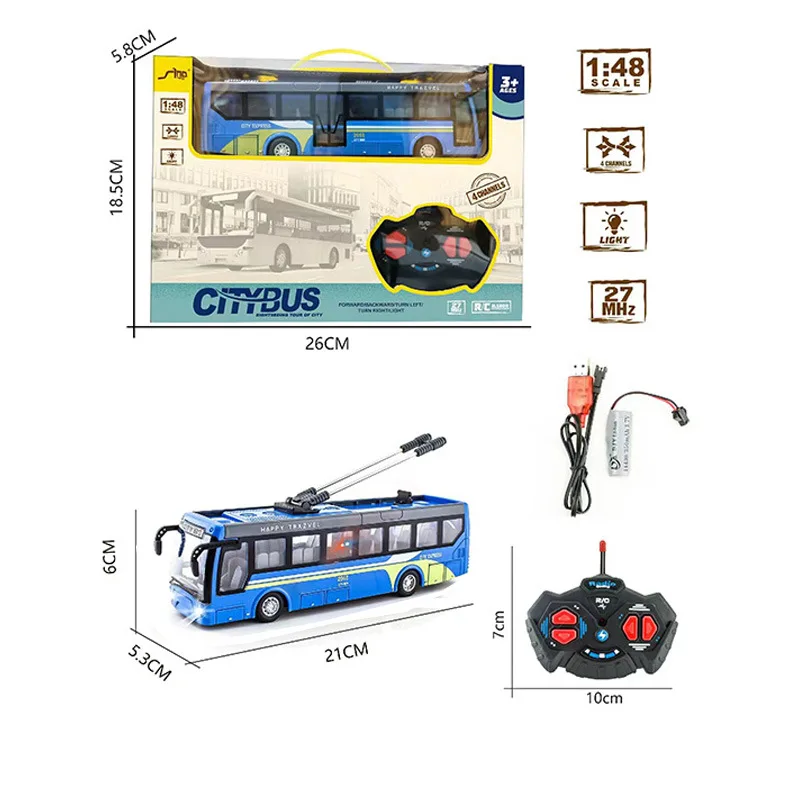 1:30 autobus telecomandato simulazione di illuminazione Wireless elettrica telecomando modello di auto scuolabus Travel Bus ragazzi giocattolo