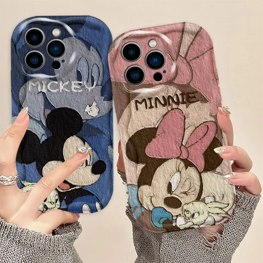 Cute Mickey Minnie Mouse 3D Wave Phone Case For OPPO F23 R15 R17 RENO 4 5 6 7 8 11 11F 12 12F FIND X3 LITE 5G Soft Silicone Case