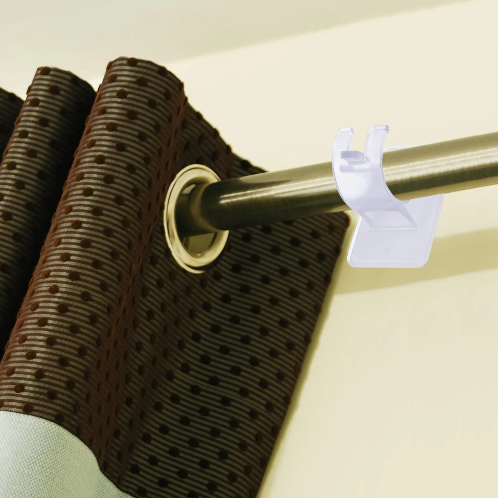 

2Pcs Curtain Rod Brackets Nail Free Self Adhesive Holders for Bathroom Kitchen Bedroom Shower Wall Mount Curtain Support