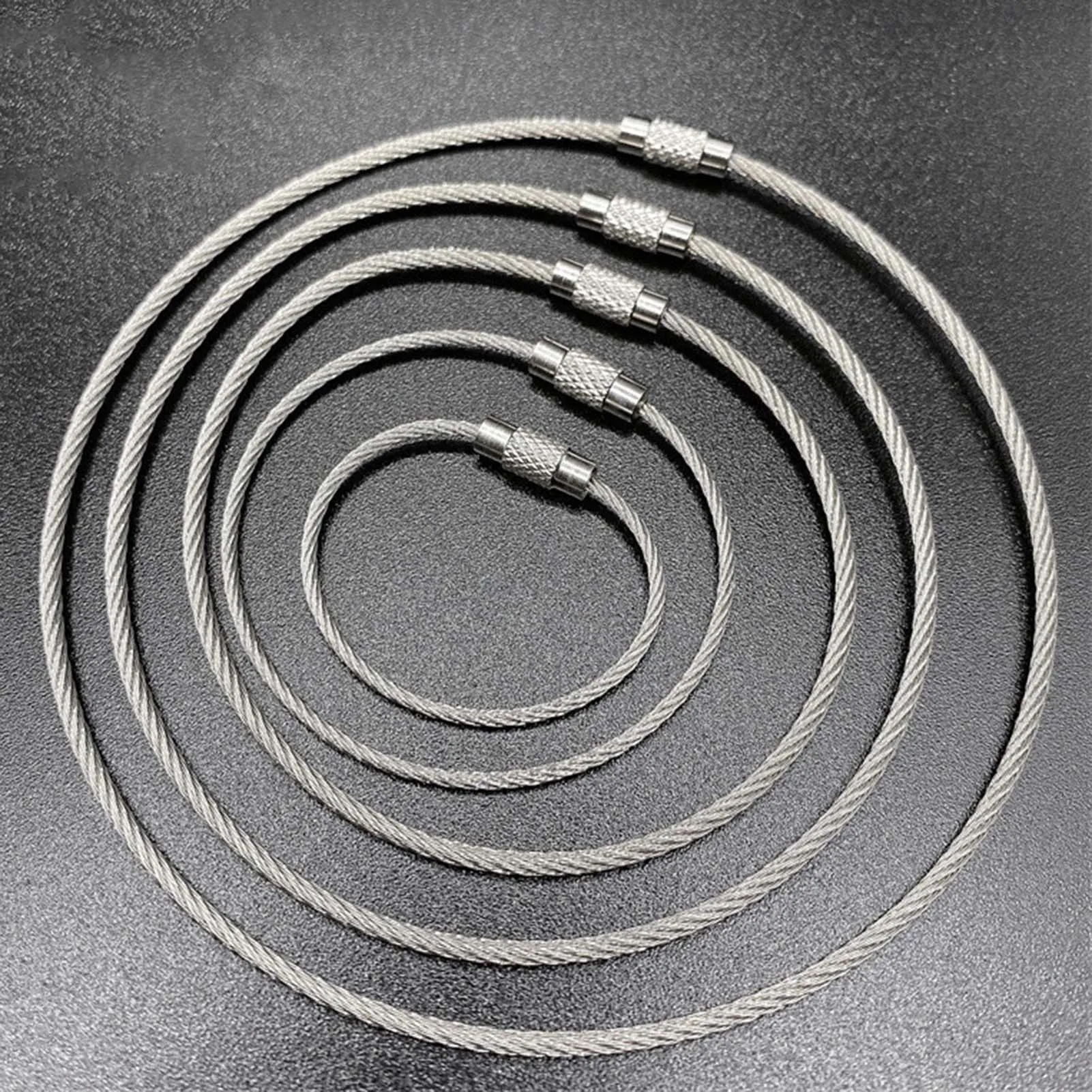 Steel Wire Keychain Cable Screw Lock Rope Heavy Duty Luggage Tags Loops for Luggage Tag Keeper