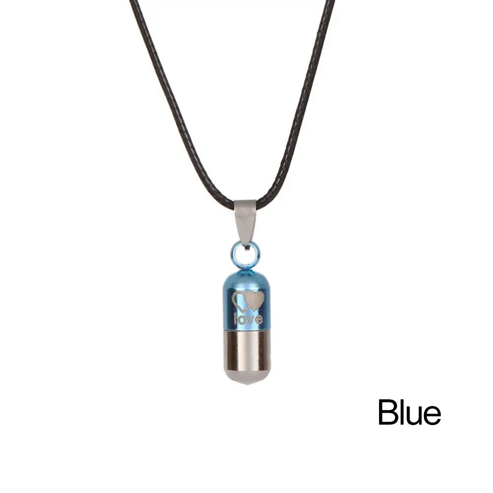 Openable Leather Chain Ash Holder Wishing Bottle Pendant Perfume Vial LOVE Capsule Necklace Mini Pill Case