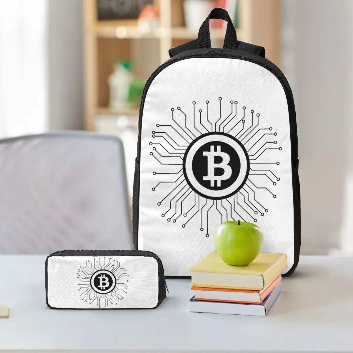 Bitcoin BTC Crypto Currency Backpack Boys Girls BookBag School Bag Laptop Shoulder Bags 3ps Insulated Lunch Bag Pencil Case