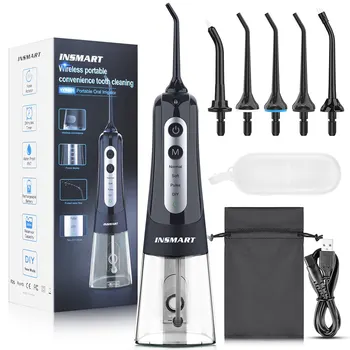 INSMART Dental Oral Irrigator Water Flosser Teeth Whitening Waterproof Portable Dental Water Jet Floss 300ML Teeth Cleaner