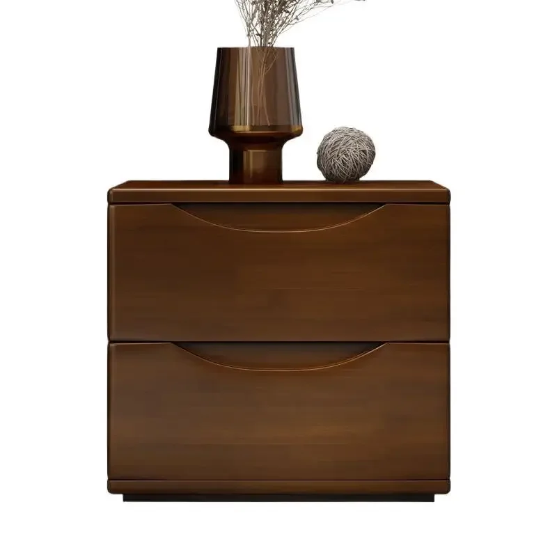 Solid wood bedside table, Nordic simple modern storage, Japanese storage mini side two pumps