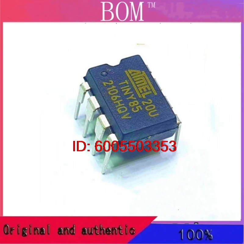 10PCS ATTINY85-20PU ATTINY85 20PU PDIP-8 MCU 8-bit AVR RISC 8KB Flash 3.3V/5V DIP8