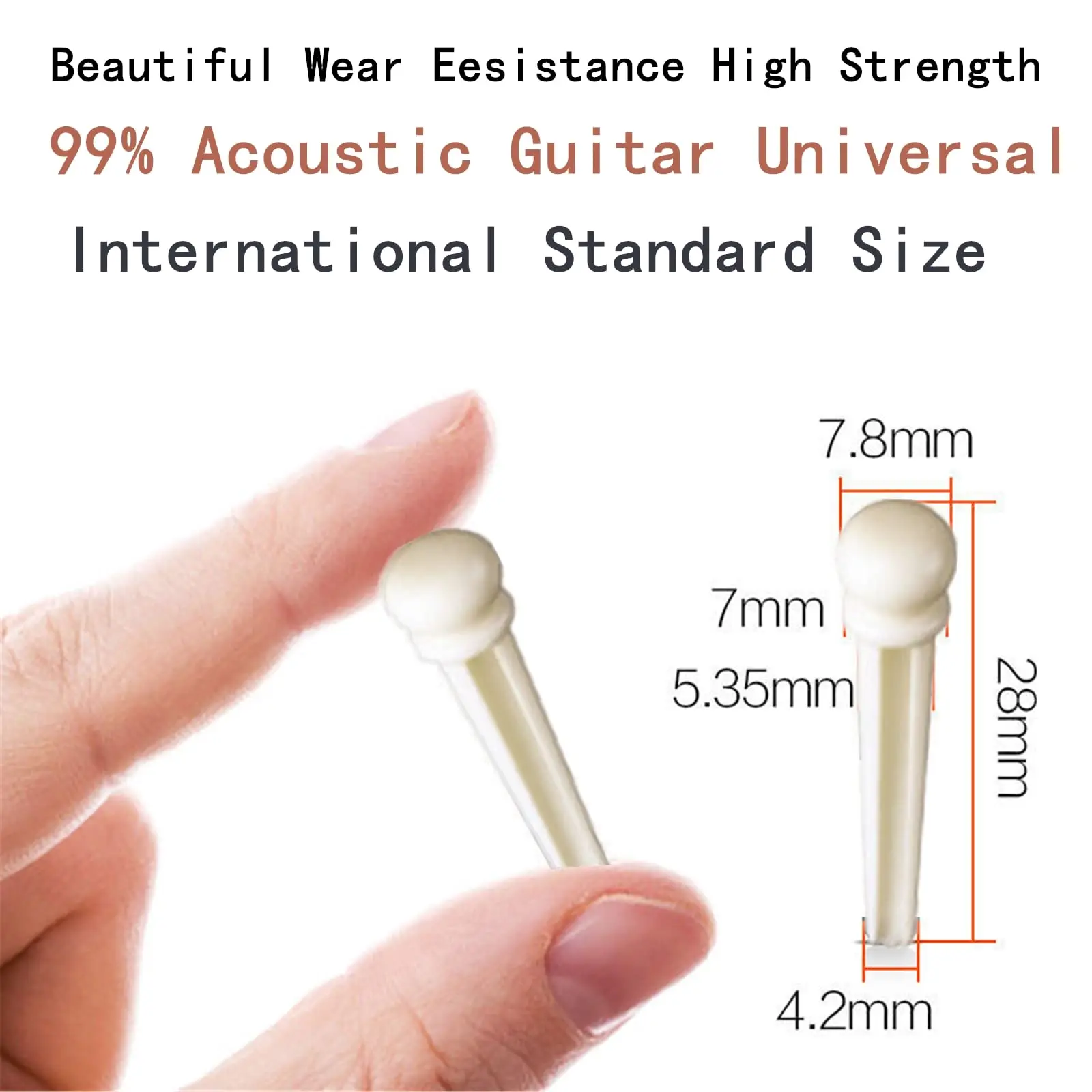 Miwayer 6pcs Guitar Bone Bridge Pins Bovine bone String Nails for 6 & 12 String Acoustic Guitar  Fixed String Nails