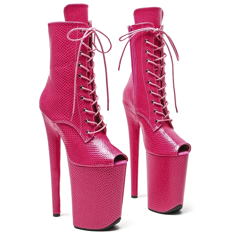 Leecabe  23CM/9inches Snake  small open toe Trend fashion High Heels stripper heels Pole Dance boots