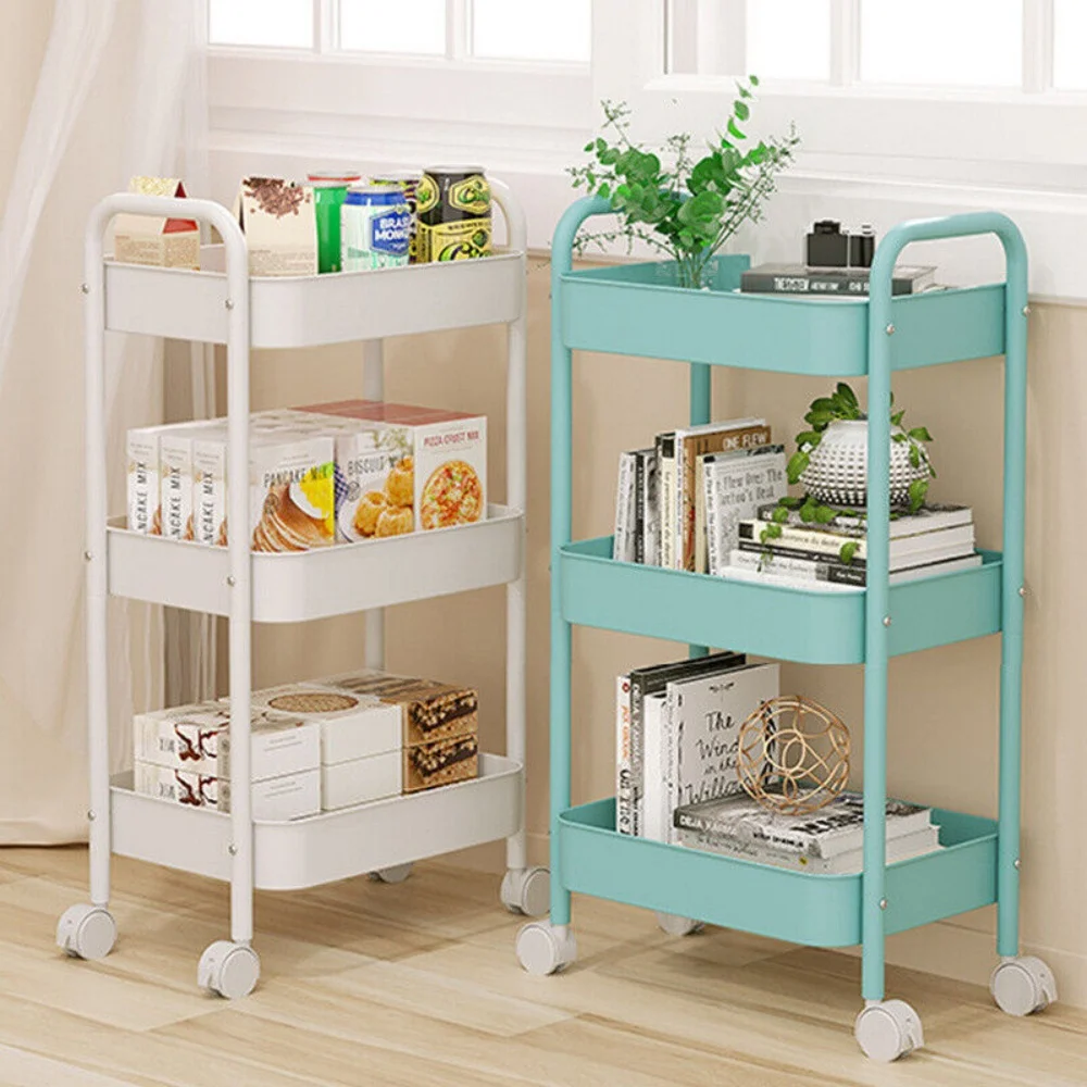 3 Tier Storage Trolley Cart on Wheels Kitchen Bathroom Laundry Narrow Space Rack