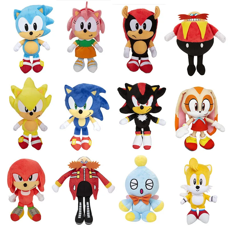 Peluche de Sonic de 25 cm, mochila de erizo, ratón, Knuckles, Tail, Amy Rose, de alta calidad, suave, lindo, regalos de cumpleaños