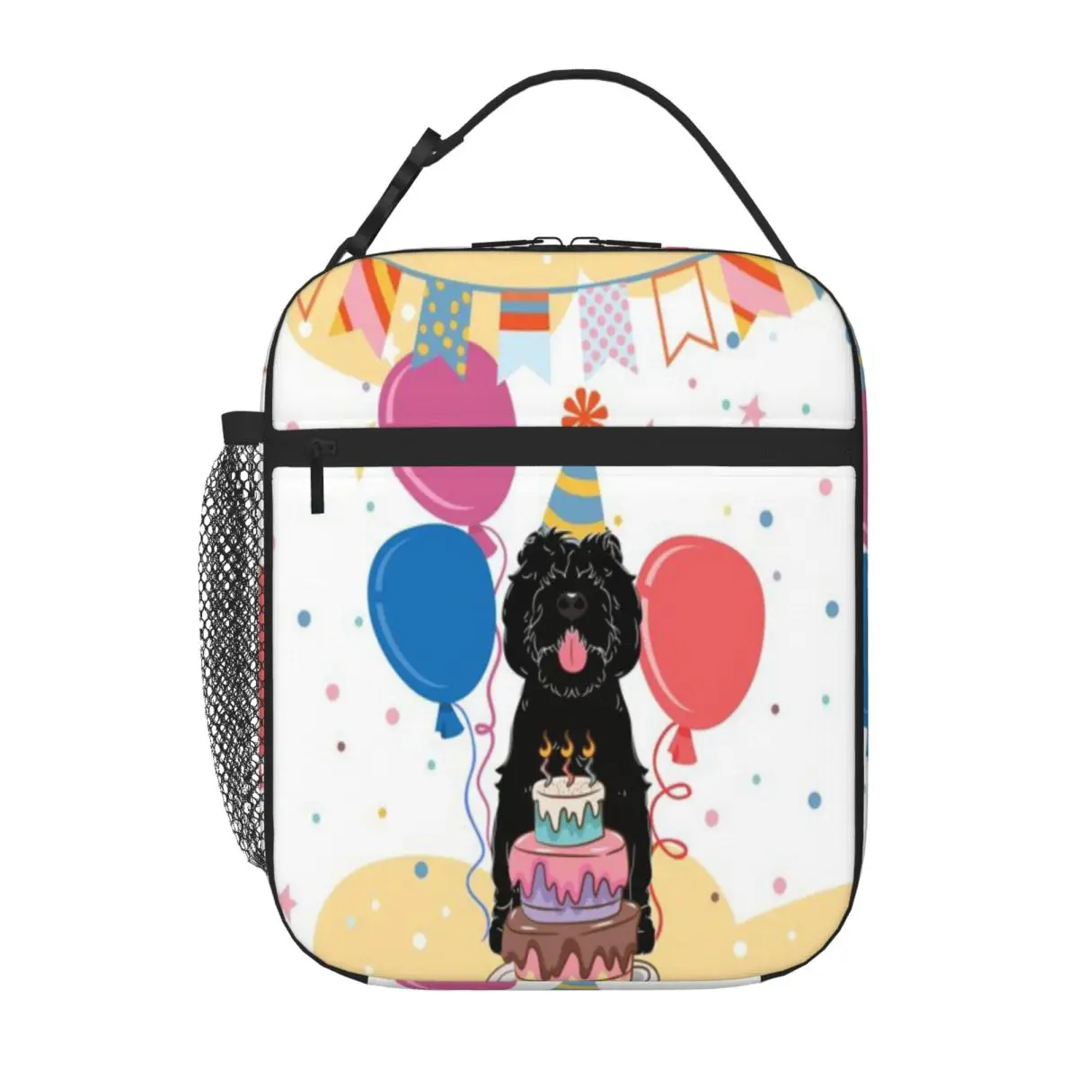 Bestselling Happy Birthday Black Sheepadoodle Bold Color Insulated Snack Tote Family Picnic Lunch Box Bag