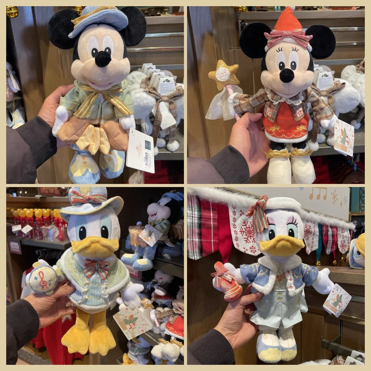 Shanghai Disneyland Christmas 2024 Mickey Mouse, Minnie Mouse, and Donald Duck Plush Toy Keychain Souvenir view 2