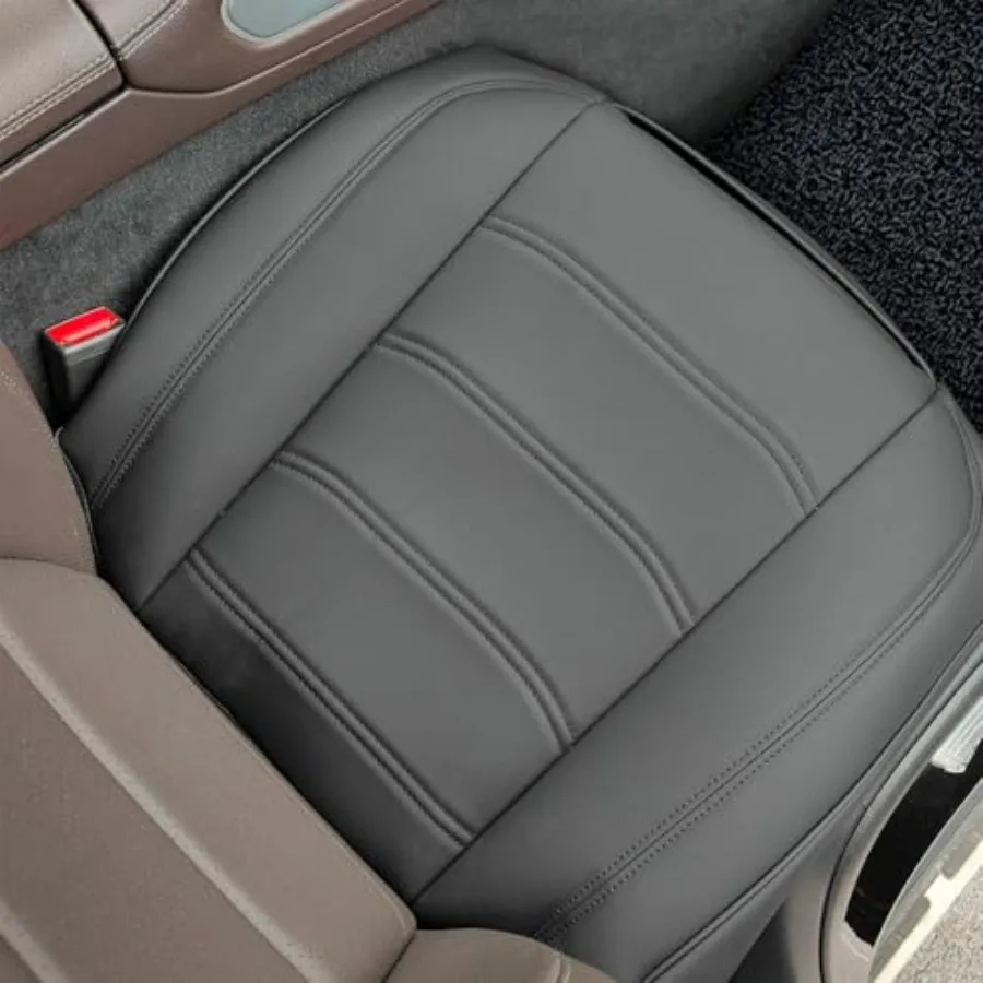 

Faux Leather Front Car Seat Covers Bottom Seat Cushion Covers, Anti-Slip Full Wrap Protection with Storage Pocket, Heavy Duty U
