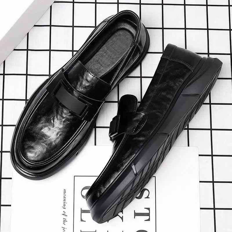 Casual leather shoes men's one-pedal Doudou British business versatile non-slip soft-soled soft-faced foot leather