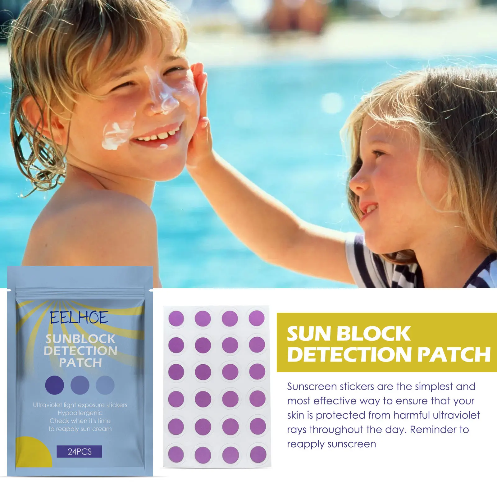 Impermeável Anti Freckle Sunburn Patches, UV Detectando Adesivos, Protetor solar, Respirável, Lembrete de proteção solar