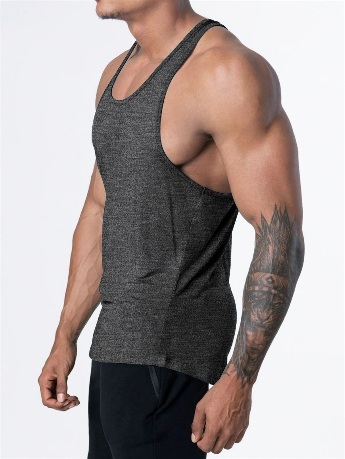 Quick Dry Bodybuilding Tank Top Men Gym Fitness Sport Sleeveless Shirt Male Casual Skinny Stringer Singlet Vest Workout Clothing