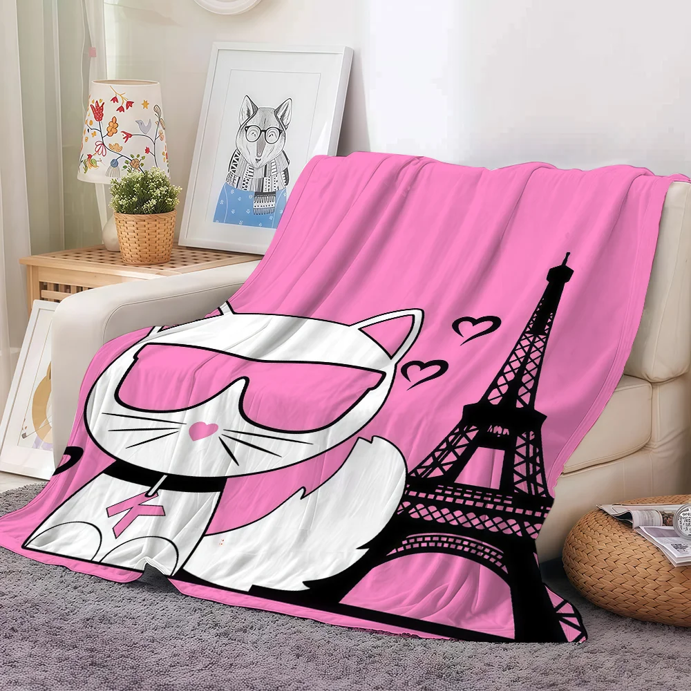 Cartoon cute  K-karlS CAT Blanket For Sofa Office Bed Plane Travel Sleep Read Relax Camping Soft And Warm