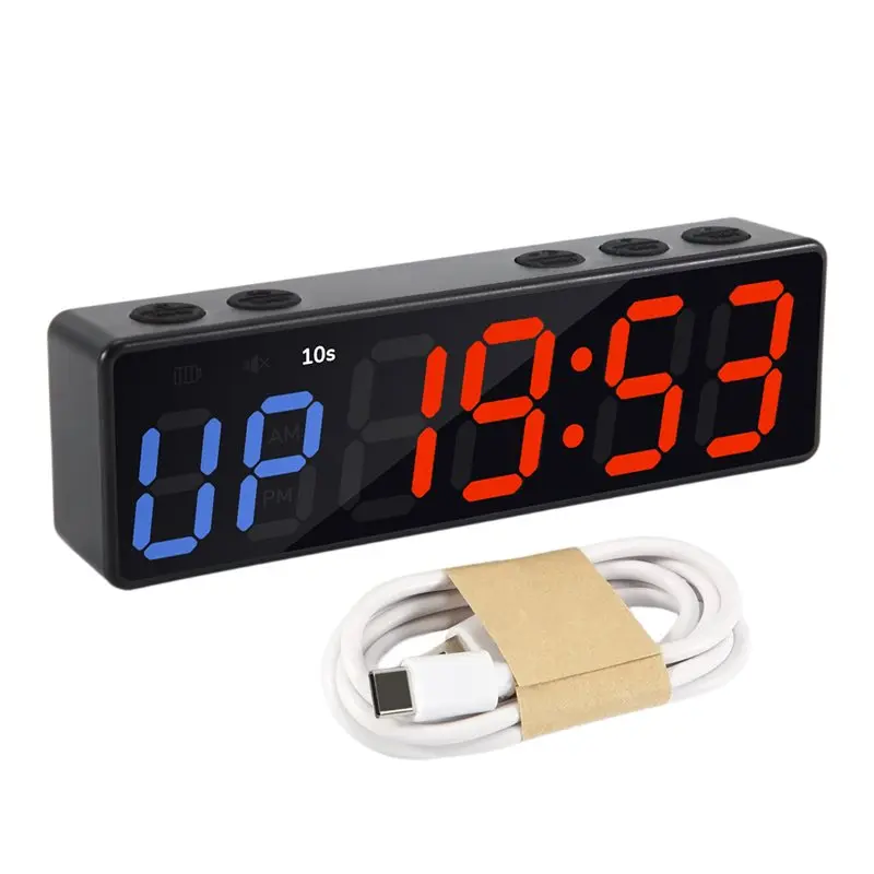 A21Q -Workout Clock With Battery, Portable Mini Gym Timer With Built-In Magnet For Home Gym, Programmable Countdown/Up Timer