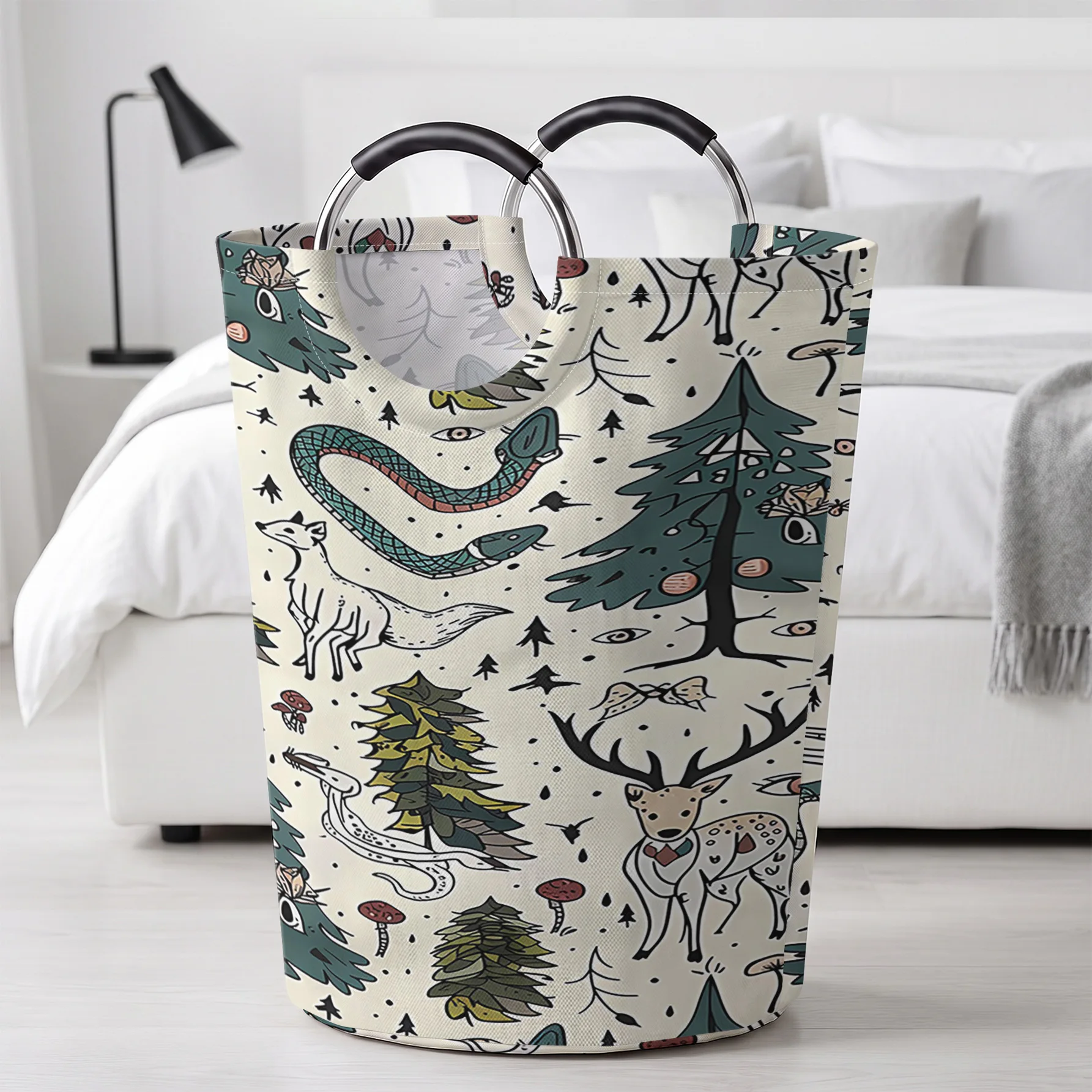 Forest Wild Animals All Over Print Handheld Storage Basket, For Laundry, Bedroom & Home Sundries Storage
