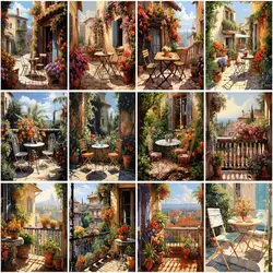 CHENISTORY Pictures By Number Garden Scenery Kits Home Decoration Painting By Number Flowers HandPainted Art Gift