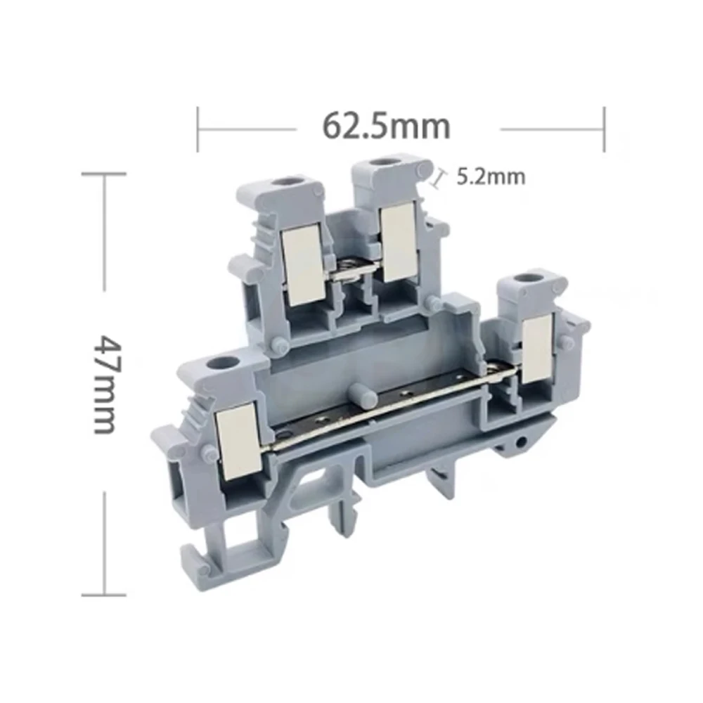 (10 pcs) MBKKB2.5 Double-Layer Terminal Block Pure Copper UK Rail-Mounted 2-in/2-out 0.5-2.5mm² Terminal Strip