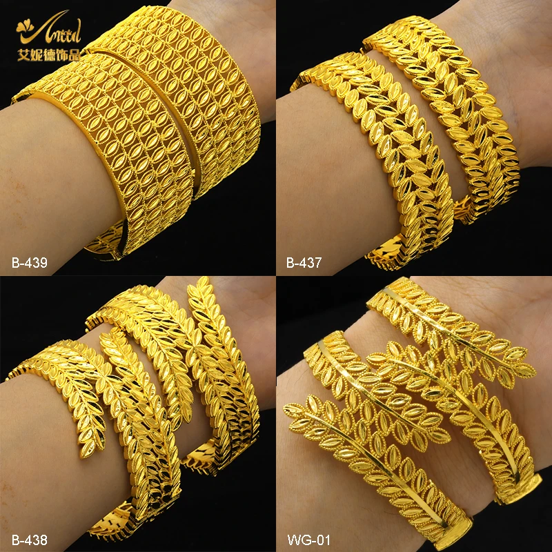 

ANIID Dubai Gold Plated Bangles for Women Indian Bracelets Charm Wedding Ethiopian Arabic Hand Jewelry Party Birthday Gift