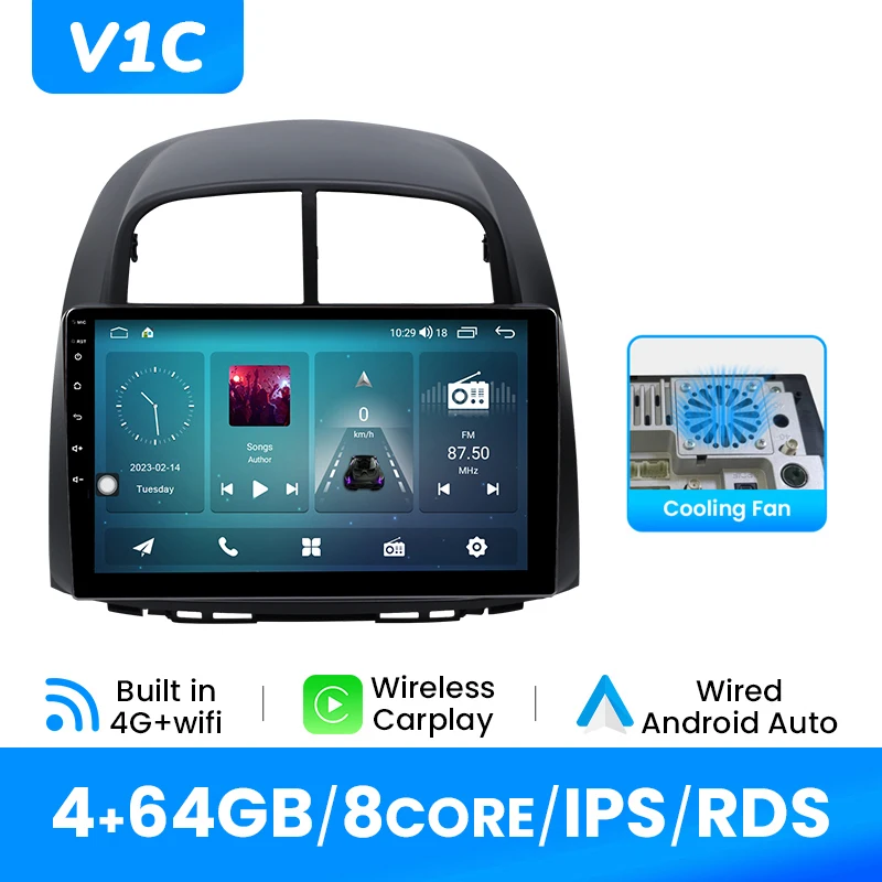 10.1 "Android 14 Auto Head Unit Voor Toyota Passo Daihatsu Boon Sirion Subaru Justy Perodua Myvi Draadloze CarPlay Android auto