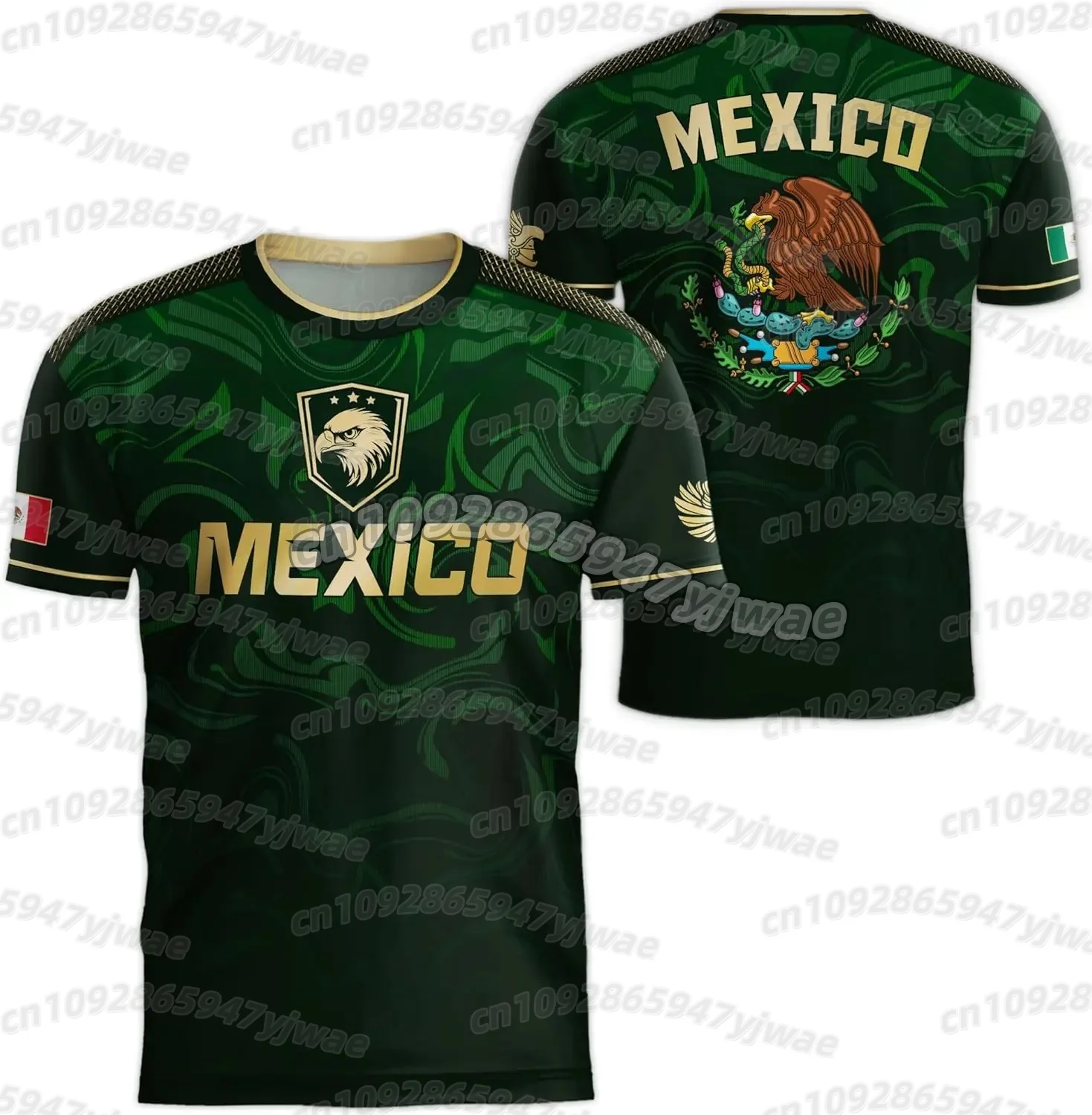 2026 Mexiko Nationalflaggen-Print Herren Damen Kurzarm T-Shirt 3D-Druck Tees Outdoor Fußballtrikot Sport Freizeit Herren Oberteile – Detail 8