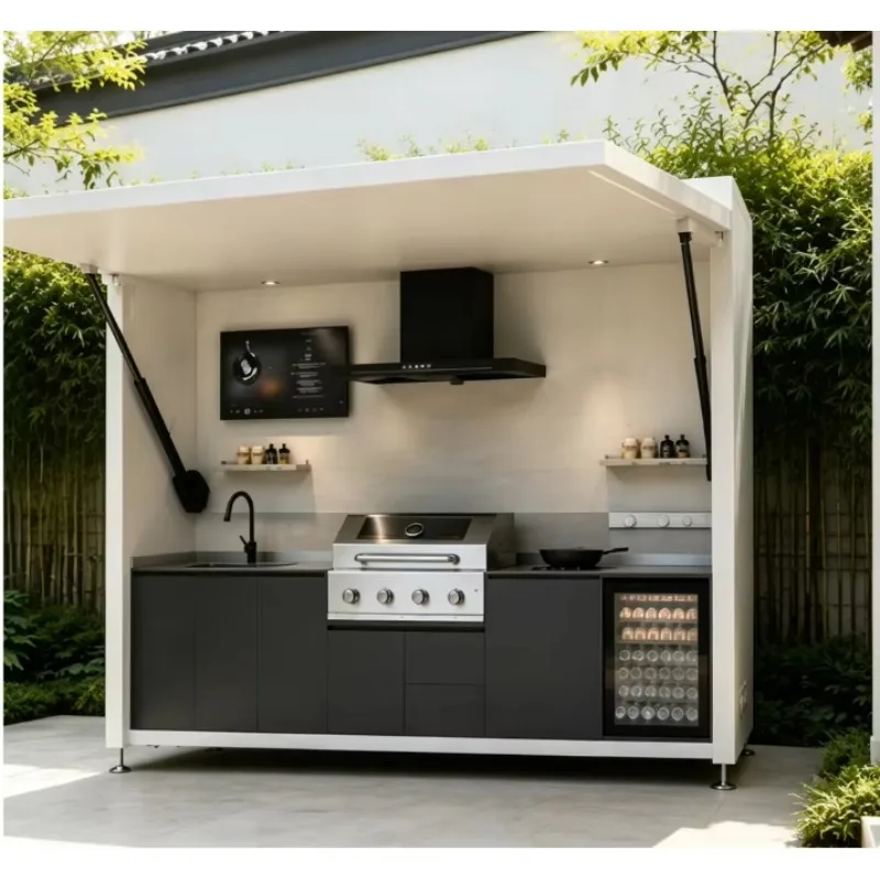 All-in-one portable outdoor camping kitchen dining table storage drawer cooking table for car camping picnics tailgate