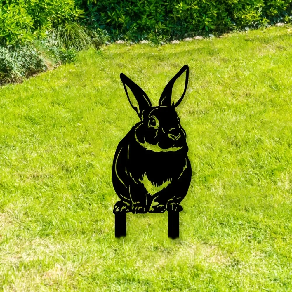 CIFBUY Metal Wall Art Abstract Bunny Sculpture Rustproof Waterproof Hanging Ornament For Garden Yard Lawn Flower Bed Decor