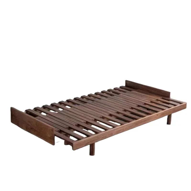 

Black walnut sofa Solid wood expansion bed Push-pull Living room pull-out tatami Nordic Japanese multi-function