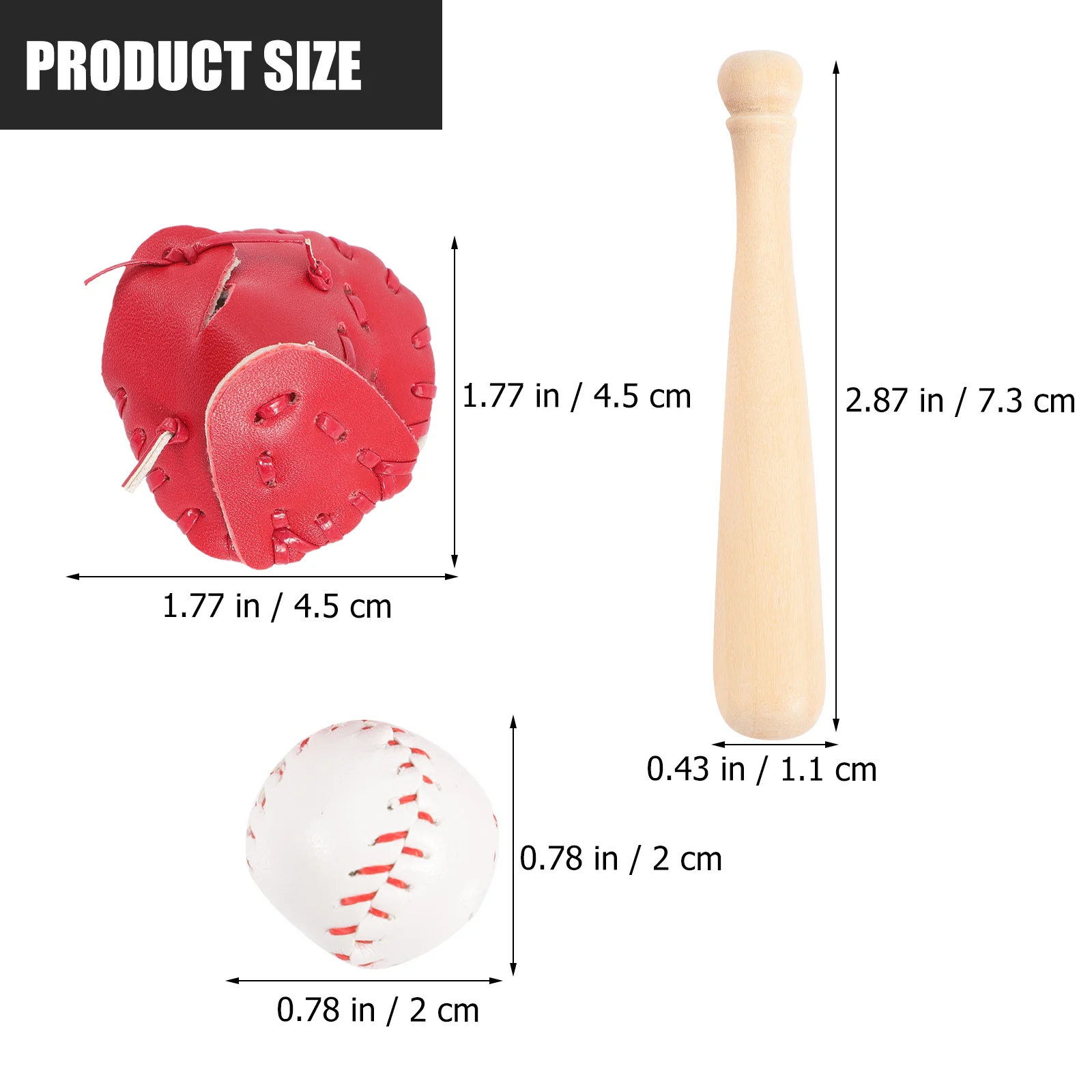 2 Sets Baseball Softball Cover Sports Balls Toys Bag Decoration Keychain Miniatures