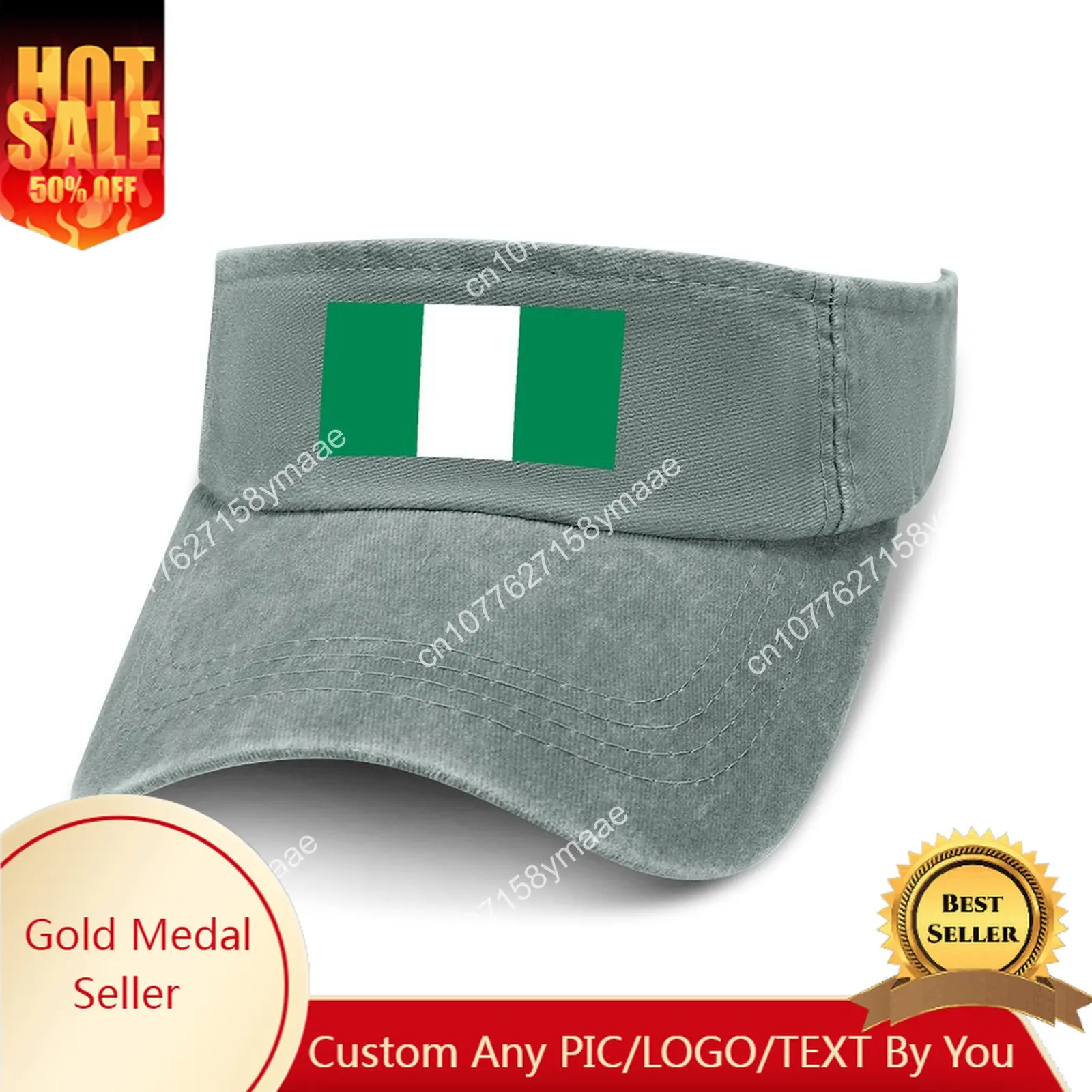 

Nigeria Flag Sun Visor Leaky Top Cowboy Hats Mens Womens Customize Cap Sports Baseball Tennis Golf Caps Empty Open Top Hat