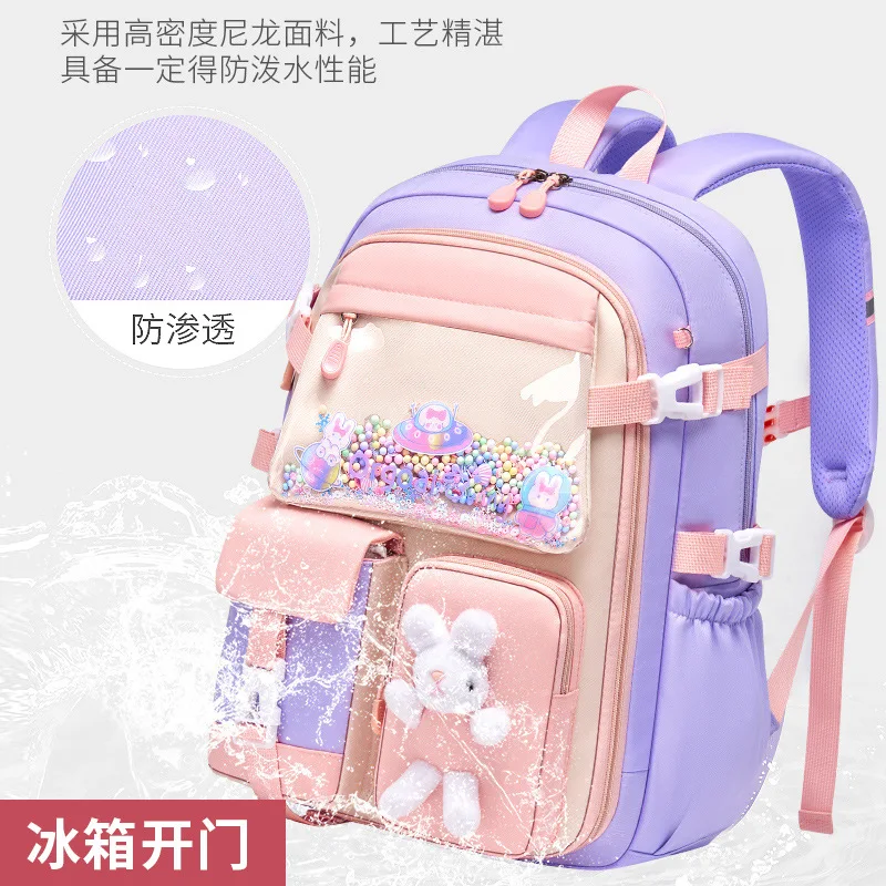 Primary School Students Schoolbag for Girls Cute Backpack Large Capacity Lightweight Waterproof Side Open Children\'s School Bags