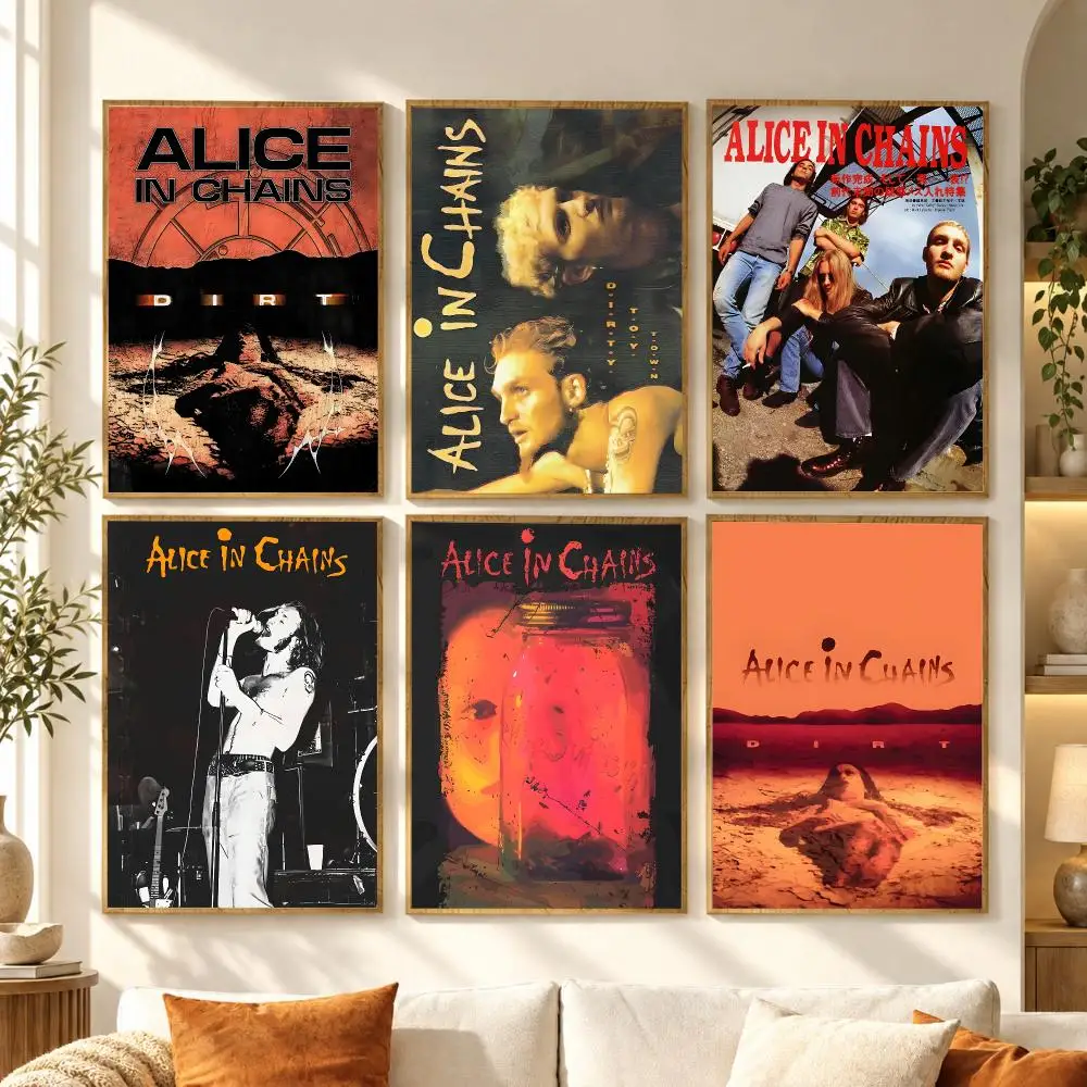 Alice in C-Chains Band Poster Stickers Mural Painting Self-Adhesive Wall Art Decals for Bedroom Living Room Home Decor Gift