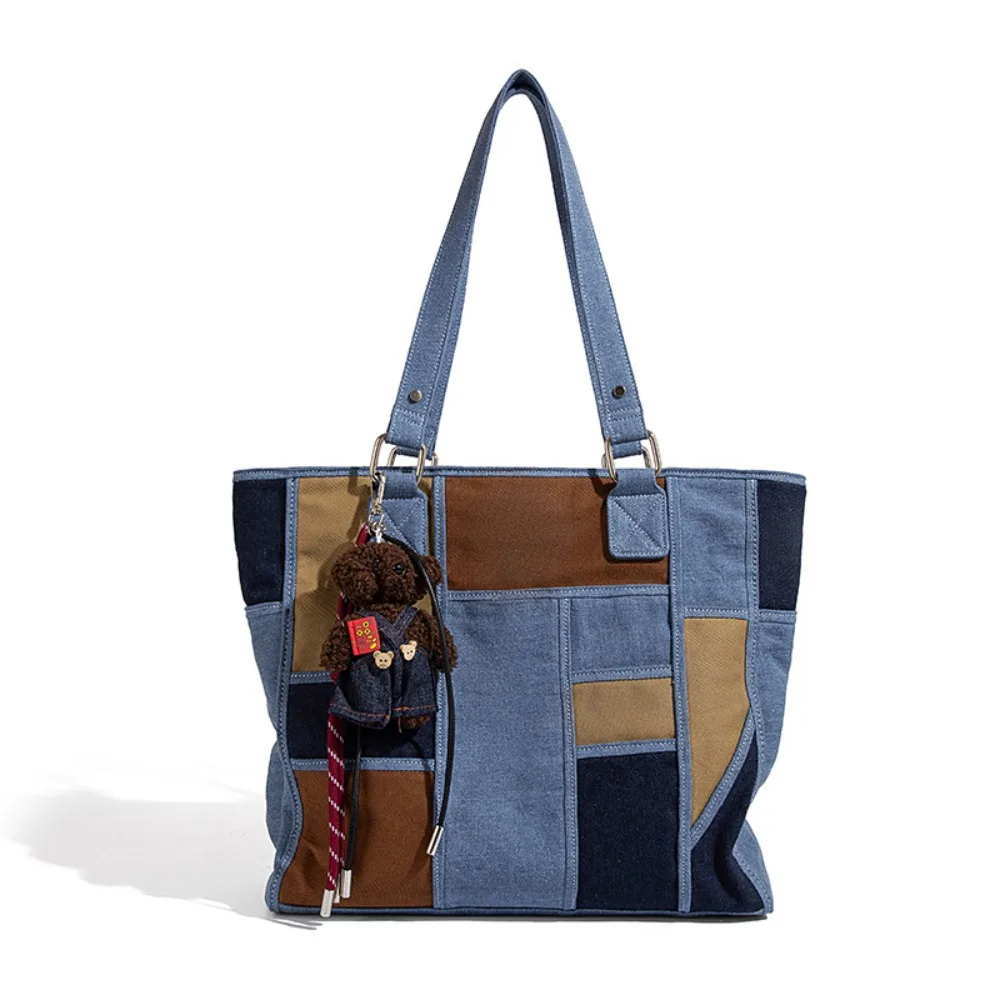 

Large Capacity Plaid Tote Bags 2025 Shoulder Bags For Women Denim Vintage Crossbody Bags Ladies Travel Commuter Handbags