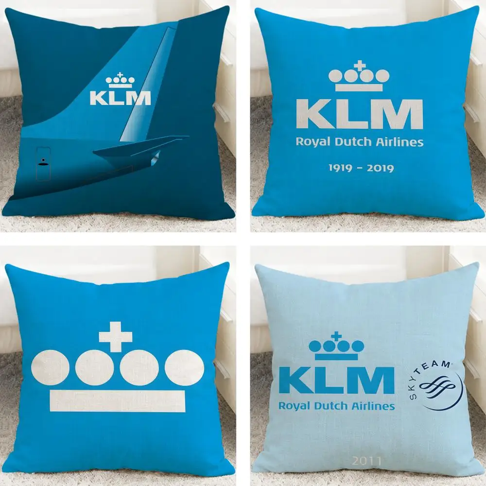 Brand Netherlands KLM Royal Dutch Airlines Cushion Cover Cushion Covers Natural Linen Breathable Sofa Bedroom Decor Pillowcase