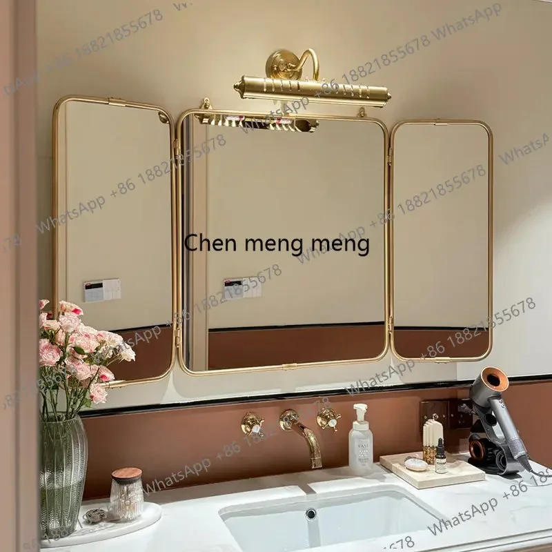 02M Custom French hotel homestay triple folding bathroom mirror high definition hanging mirror art mirror