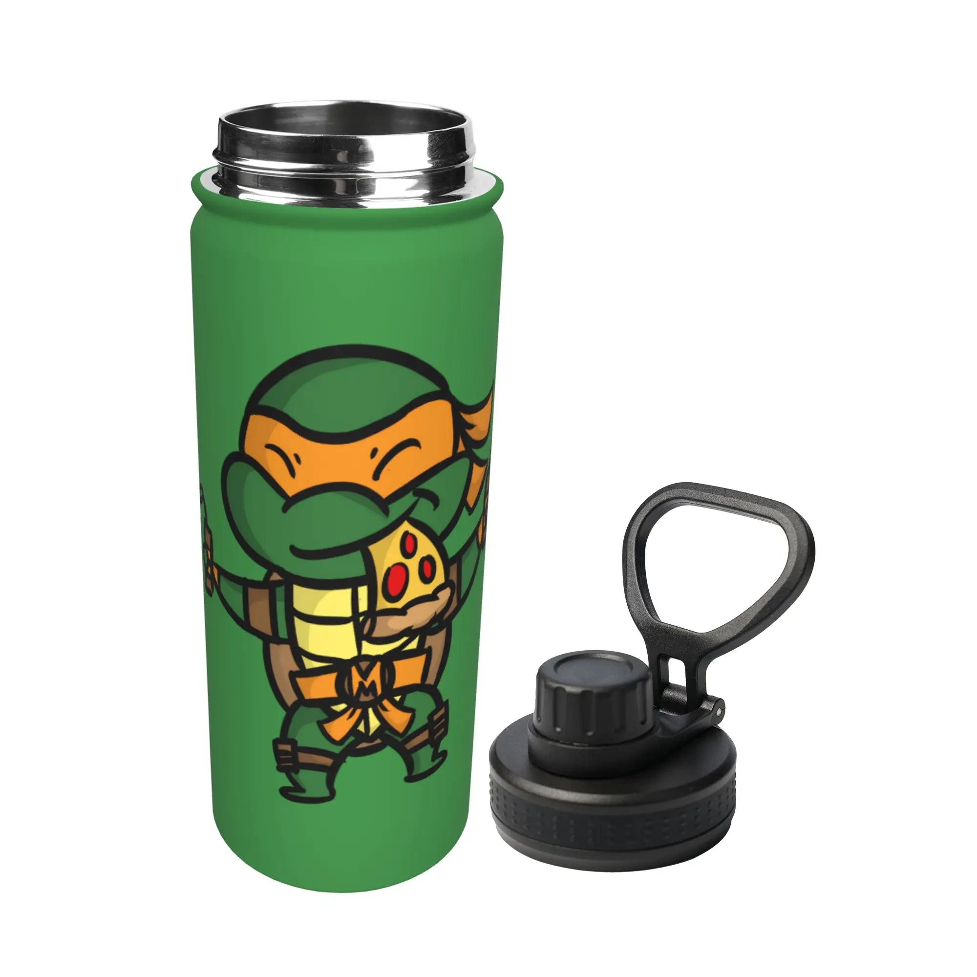 Cartoon Chibi Ninja T-Turtles 18OZ Sports Insulated Kettle  Coffee Cups Vacuum Flask Travel Outdoor Mugs Spill Proof