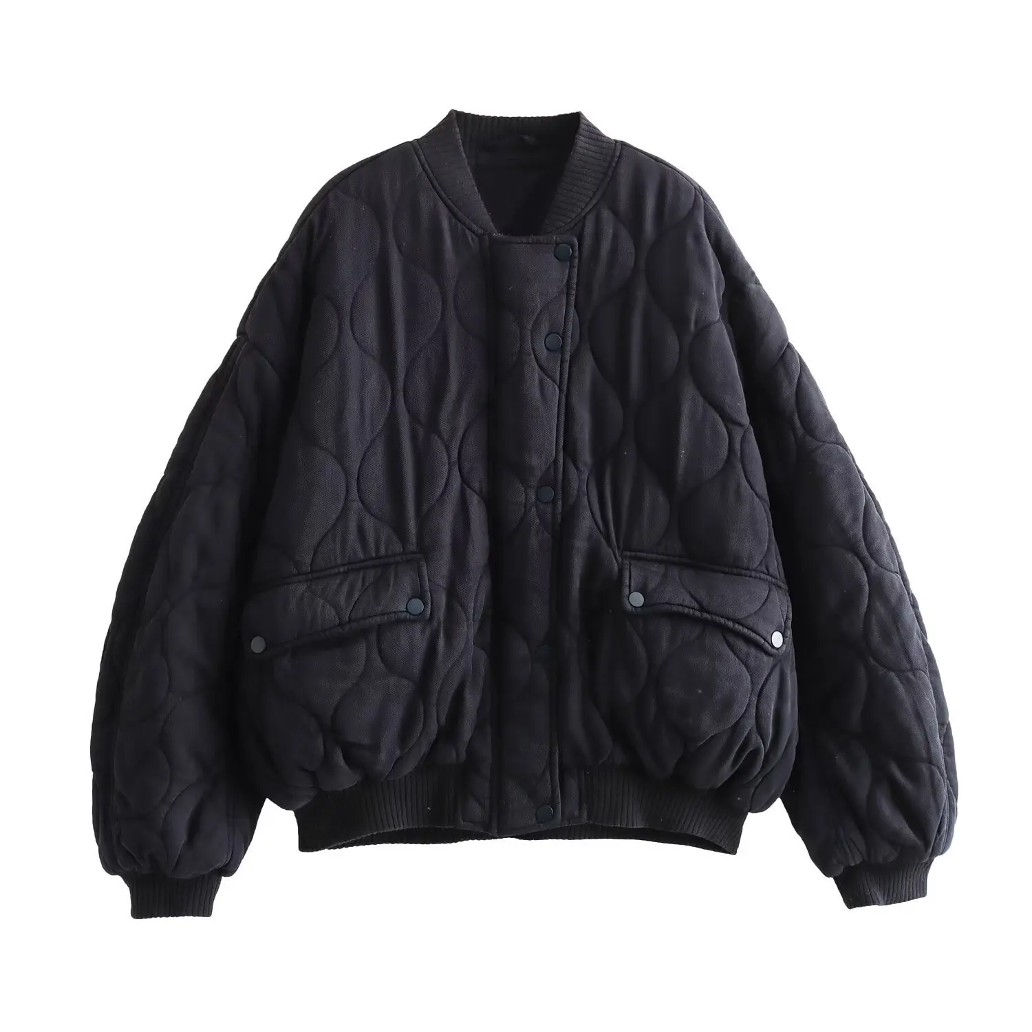 

2025 Autumn/Winter Women's Fashion Oversized Thickened Quilted Pilot Jacket Retro Long-Sleeved Button-Front Women's Coat