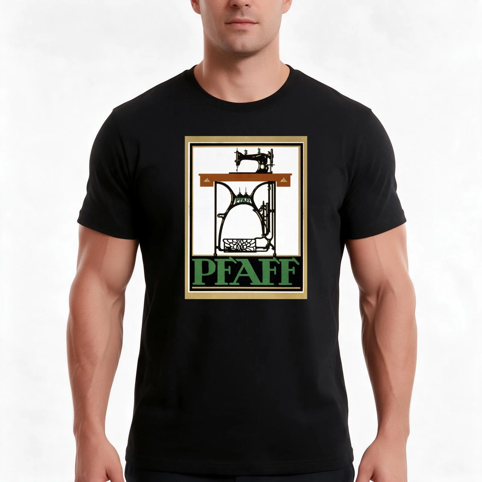 Pfaff Vintage Advertising Poster Restored T-Shirt Summer Casual Cotton Tee Oversized Streetwear Tops Vintage Graphic Print