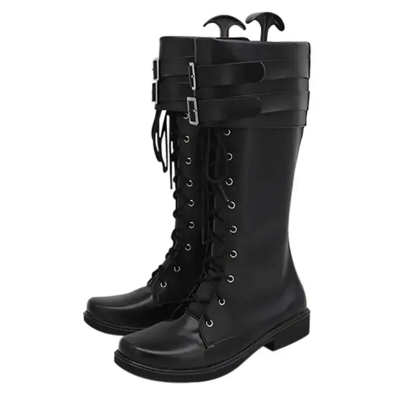 산타 클로스 남성 코스프레 판타지 블랙 부츠, 크리스마스 영화 크로니클 변장 코스튬 액세서리, 성인 남성 신발