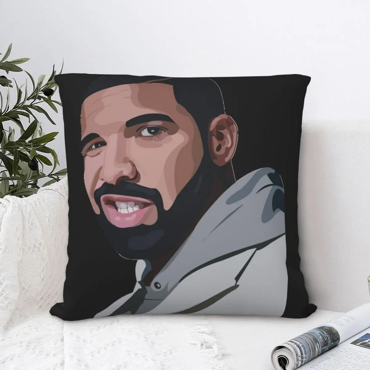 

Drake Digital Artwork Square Pillowcase Polyester Pillow Cover Velvet Cushion Zip Decorative Comfort Throw Pillow For Home Sofa