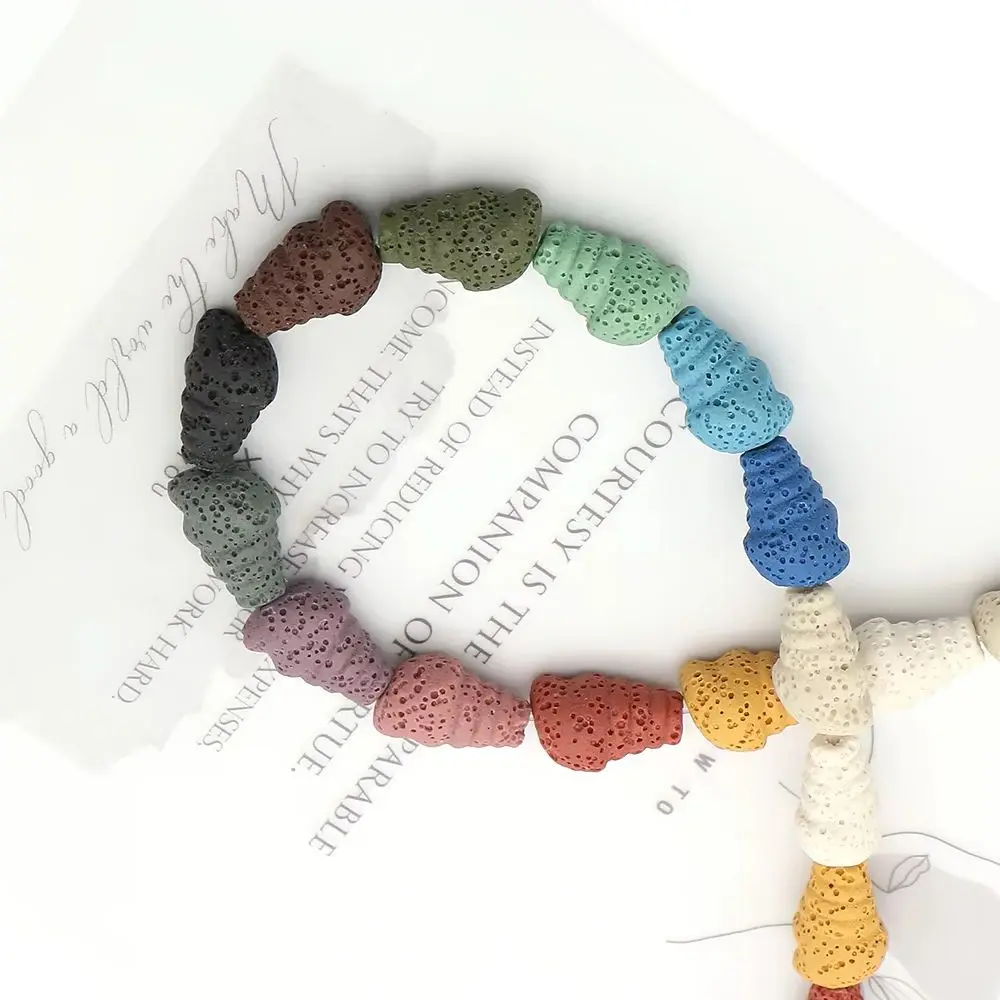 12x18mm カラフルな火山岩ビーズ 彫刻された螺旋状のストレートホール ルースビーズ 手作りクリエイティブネックレス ブレスレット ジュエリー