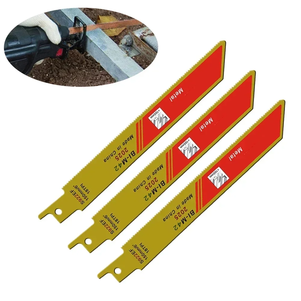 3PCS Bi-metal Reciprocating Saw Blades Set 130mm Blades Wood Pruning Saw Blades For Plastic Pipe Metal Cutting S922EF